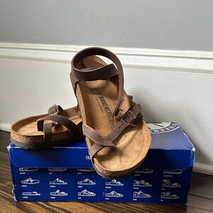 Birkenstock Yara Brown Strappy Leather Sandals